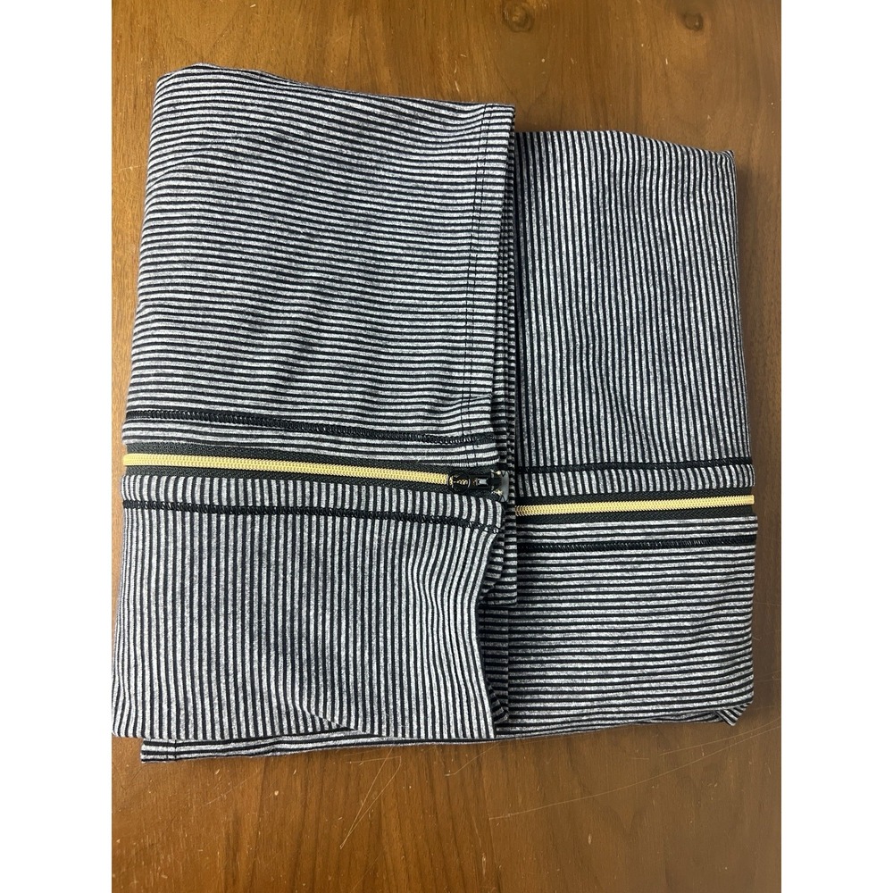 Lululemon Special Edition‎ Vinyasa Zip Tonka Stripe Slate Circle Scarf Gold Zip